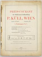 1911 Preis-Courant der Stahlwaren-Grosshandlung P. Küll, Wien / Bécs, P. Küll acéláru-nagykereskedésének árjegyzéke, katalógusa (kések, bicskák, ollók, evőeszközök, kerti szerszámok, stb.) Wien, 1911, Gottlieb Gistel & Cie., VIII+198 p. Fekete-fehér képekkel illusztrált, német nyelven. Tűzött papírkötés, borító nélkül, kissé sérült címlappal.