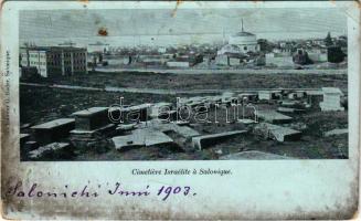 1903 Thessaloniki, Saloniki, Salonica, Salonique; Izraelita (zsidó) temető, Judaika / Cimetiere Israelite / Jewish cemetery, Judaica (szakadások / tears)