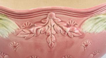 Antik fajansz virágtartó, hattyús motívumokkal, lepattanásokkal, m: 24cm