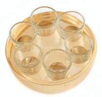 Fém körte alakú likőrös készlet, kopott, m: 18 cm