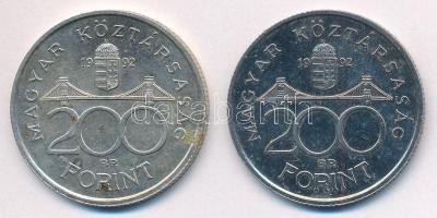 1992. 200Ft Ag "MNB" (2x) T:1-,2 patina Adamo F13