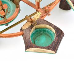 Vadász italtartó, kézzel készített, agancs, réz, műanyag alj. 46x30 cm