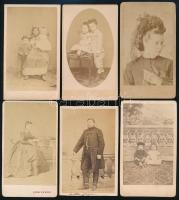 cca 1865-1870 9 db keményhátú fotó, közte gyerekportrék, 10,5×6,5 cm