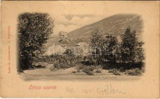 1901 Ojtoz, Ojtoztelep, Oituz; Ojtozi-szoros, Rákóczi vár. Benkő M. kiadása / Pasul Oituz / mountain pass, castle ruins (kis szakadás / small tear)