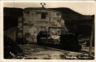 1944 Désakna, Ocna Dejului; M. kir. sóbánya, bánya bejárata, Lajos tárna 1879, iparvasút, vonat / salt mine entry, industrial railway, train (EK)