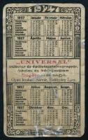 1927 Dögöte, Vas megye, Universal fém kártyanaptár, kopásnyomokkal