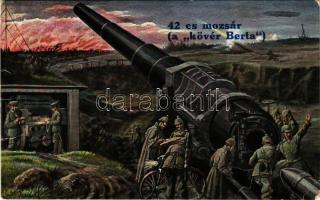 42-es mozsár, a kövér Berta. Első világháborús német katonák / WWI German military, 42 cm giant cannon. L & P 1707. (EK)