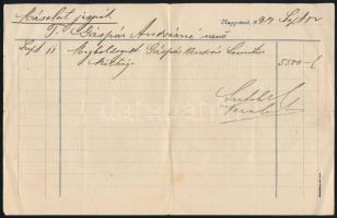 1929 Nagyvárad, Veiszlovits Adolf és Fia dísztemetkezési vállalat fejléces számlája, hajtott