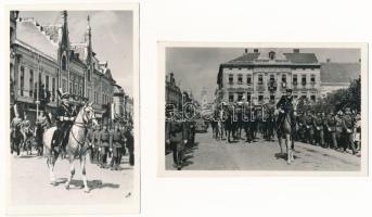 1940 Szatmárnémeti, Satu Mare; bevonulás, Horthy Miklós kormányzó fehér lovon - 2 db képeslap / entry of the Hungarian troops - 2 postcards