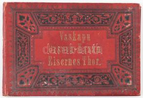 cca 1880 Vaskapu, Orsova-Kazán, 12 db db képest tartalmazó leporelló, elejében hibákkal, 8×12 cm