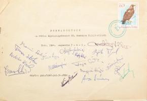 1968 Forgatókönyv a FMSZ-i Néptáncegyüttesek II. Országos Találkozójáról a résztvevő autográf aláírá...