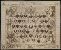 1895 Az 1894/95-ik évi valetánsok a selmecbányai m. kir. bányászati és erdészeti akadémián, tablófotó, törésnyommal, 14,5×18,5 cm