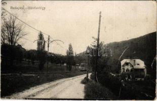 1918 Budapest II. Hűvösvölgy, villamos, villa. Virág Károly és Társa kiadása (Rb)