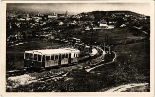 1947 Budapest XII. Svábhegy, Fogaskerekű villamos vasút, látkép a Budai hegyekről