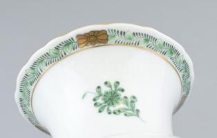 Herendi zöld Apponyi mintás váza. Kézzel festett, jelzett, hibátlan 15 cm