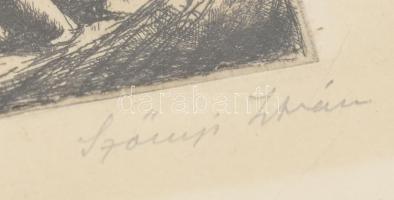 Szőnyi István (1894-1960) : rézkarc, jelzett, üvegezett keretben 8x7 cm
