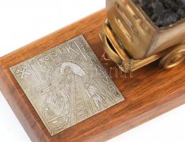 Mecsek Kossuth bánya bányász emlék tárgy fém, fa. 16 cm