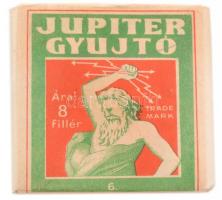 cca 1920 Jupiter gyújtó, Szikra Magyar Általános Gyufaipari Rt. Bp., bontatlan csomag, jó állapotban, 5x5 cm