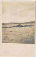 ~1916 Osztrák-magyar haditengerészet tengeralattjárója matrózokkal / K.u.K. Kriegsmarine Unterseeboot / WWI Austro-Hungarian Navy submarine with mariners. photo (EK)