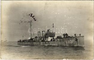 1916 SM Tb 83 F (később román Smeul, majd szovjet Toros) osztrák-magyar haditengerészet torpedónaszádja / K.u.K. Kriegsmarine SM Torpedoboot 83 F / WWI Austro-Hungarian Navy torbedo boat. photo + &quot;K.U.K. KRIEGSMARINE SMS WARASDINER&quot;