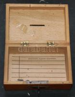 cca 1900 Fa ládika zárható persely kulccsal / Antique pigy-bank