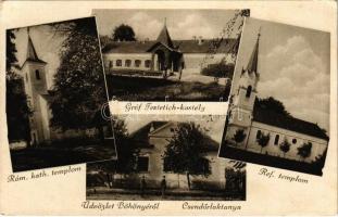 1937 Böhönye, Római katolikus templom, Gróf Festetics kastély, Református templom, Csendőrlaktanya. Simon Ferenc kiadása. Foto Falus (Rb)