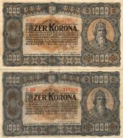 1923 1000K nyomdajellel és anélkül, párban T:II