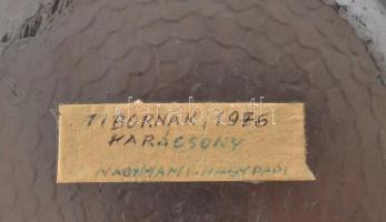 Retró lovas fali dísztál, réz, jelzés nélkül, hibátlan, d: 21,5 cm