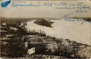 1924 Dunaszekcső, látkép télen. Johann Eilingsfeld Capitain photo (ragasztónyom / glue mark)