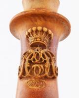 1859 kilenc ágú koronás monogrammos tajtékpipa, jelzett, korának megfelelő állapotban, 8 cm