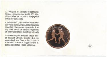 1992. Papp László (1947-) "Barcelonai Olimpia- Magyar Csapat" bronz emlékérem érmés boríté...