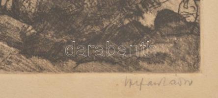 Zádor István (1882-1963): Róma, Angyalvár, 1924. Rézkarc, papír, jelzett, próbanyomat v. mintanyomat...