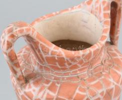 Gorka Géza (1894-1971): Füles váza. Mázas festett kerámia, jelzett (Nógrádverőce), kopásnyomokkal m:...