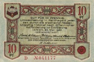 Német Birodalom /Weimari Köztársaság/ Lemgo 1921. 10Pf + 25Pf + 50Pf 3klf db, teljes sor T:I