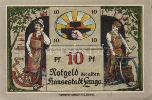 Német Birodalom /Weimari Köztársaság/ Lemgo 1921. 10Pf + 25Pf + 50Pf 3klf db, teljes sor T:I