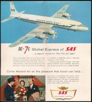 cca 1960 SAS (Scandinavian Airlines System) skandináv légitársaság DC-7C utasszállító gépének angol ...