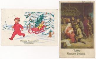5 db RÉGI karácsonyi üdvözlő képeslap vegyes minőségben / 5 pre-1945 Christmas greeting postcards in...