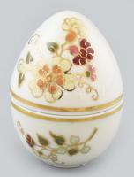 Zsolnay pillangómintás porcelán tojás, kézzel festett, jelzett, hibátlan, 7 cm