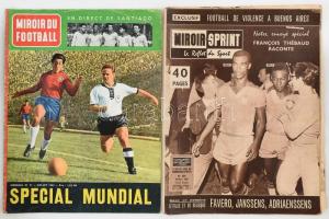 1959-1962 Miroir-Sprint és Miroir du Football francia sport magazinok, 2 db, fekete-fehér fotókkal, az egyik címlapján Pelé