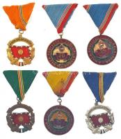 1964. "A Haza Szolgálatáért Érdemérem" arany, ezüst és bronz fokozat 3xklf zománcozott aranyozott, ezüstözött és bronz kitüntetés + 1965. "Szolgálati Érdemérem - A Haza Fegyveres Szolgálatában 10, 20, 25 év" (3xklf) zománcozott kitüntetés mellszalagon T:1--2-