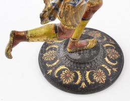 Szerecsen gyertyatartó fém szobor. Festett fém, XIX. sz. vége. Jelzett. Kopott / Moor. Candlestick-s...