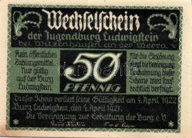 Német Birodalom /Weimari Köztársaság/ Ludwigstein 1921. 25Pf + 50Pf(2x) + 1M(2x) + 2M összesen 6klf ...