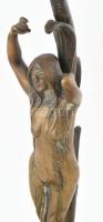 Szecessziós lámpatest, bronz, kopott, jelzés nélkül, m: 31 cm