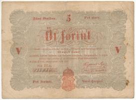 1848. 5Ft Kossuth bankó vörösesbarna BLn 188984 T:III- Adamo G109