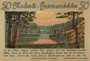 Német Birodalom /Weimari Köztársaság/ Malente-Gremsmühlen 1921. 50Pf(4x) 4klf db, teljes sor T:I