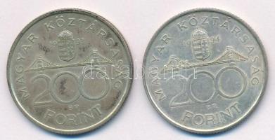 1993. 200Ft Ag "MNB" + 1994. 200Ft Ag "Deák" T:1-,2 patina Adamo F13, F13.1