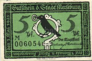 Német Birodalom /Weimari Köztársaság/ Merseburg 1921. 5Pf + 10Pf + 20Pf + 25Pf + 50Pf(6x) összesen 10klf db, teljes sor T:I