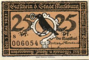 Német Birodalom /Weimari Köztársaság/ Merseburg 1921. 5Pf + 10Pf + 20Pf + 25Pf + 50Pf(6x) összesen 1...