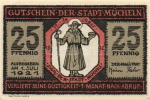 Német Birodalom /Weimari Köztársaság/ Mücheln 1921. 25Pf + 50Pf(3x) + 75Pf összesen 5klf db, teljes sor T:I