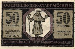 Német Birodalom /Weimari Köztársaság/ Mücheln 1921. 25Pf + 50Pf(3x) + 75Pf összesen 5klf db, teljes ...